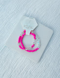 Hot Pink Iridescent Beaded Bracelet Stack