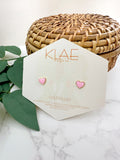 Pink Enamel Heart Studs