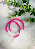 Hot Pink Diamond Beaded Bracelet Stack